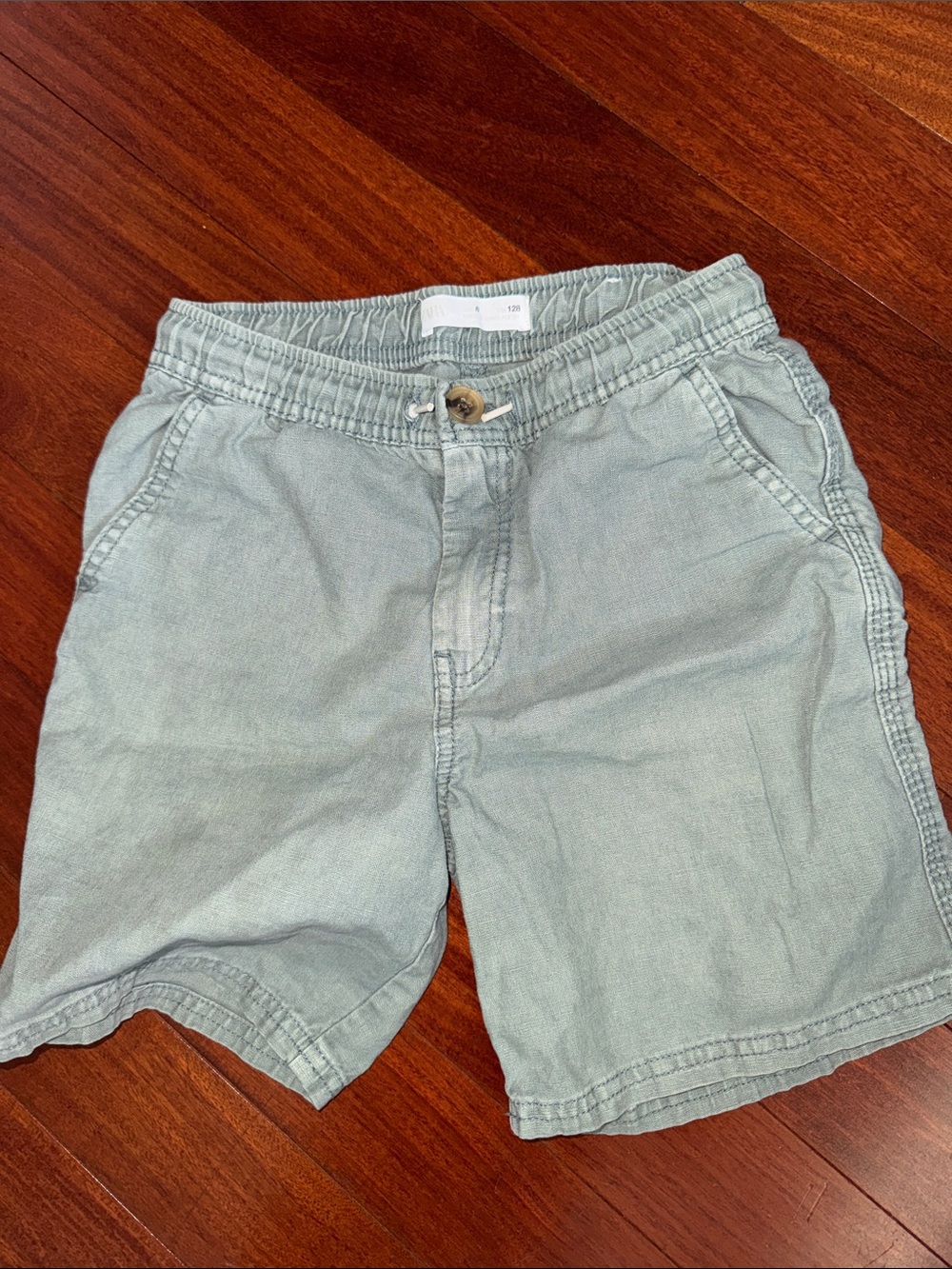 Zara Boys Light Sage Drawstring Shorts